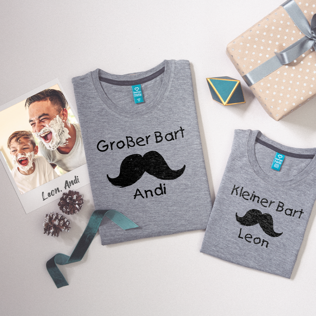 Personalisierte T-Shirts für Vater und Sohn